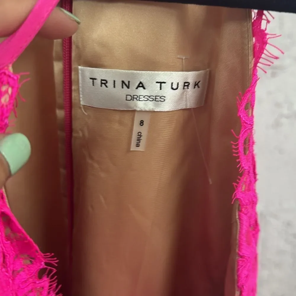 Trina Turk HOT Pink Halter Dress - Lace - NWOT - Size 8 Never Worn - Zip Back